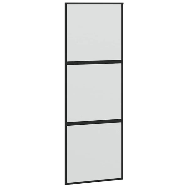 vidaXL Skyvedør med monteringssett svart 76x205 cm herdet glass