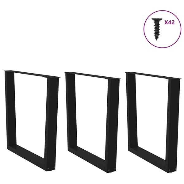 vidaXL Spisebordben V-formet 3 stk svart 80 x (72-73,3) cm stål