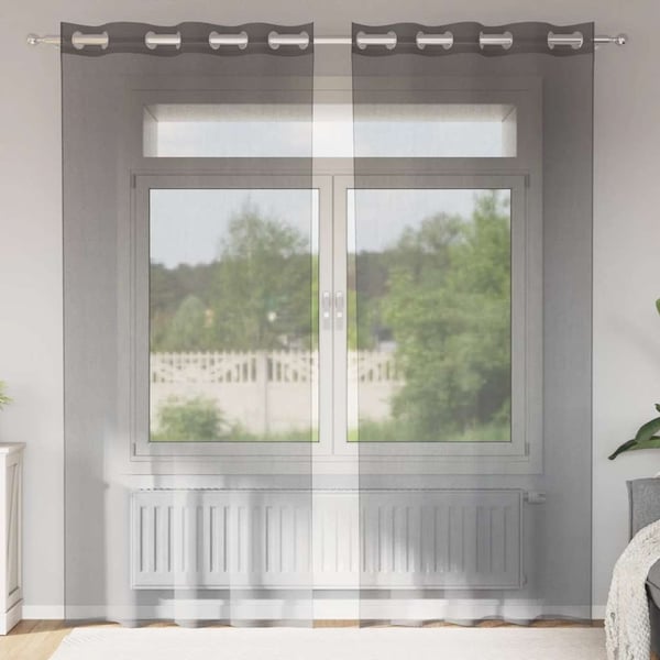 vidaXL Voilegardiner med grommets 2 stk mørkegrå 140x225 cm
