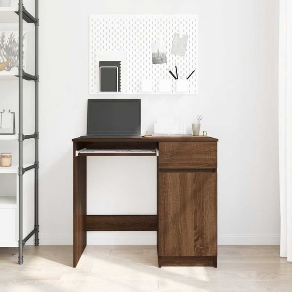 vidaXL skrivebord 86x49x76 cm konstrueret træ brun egetræsfarve
