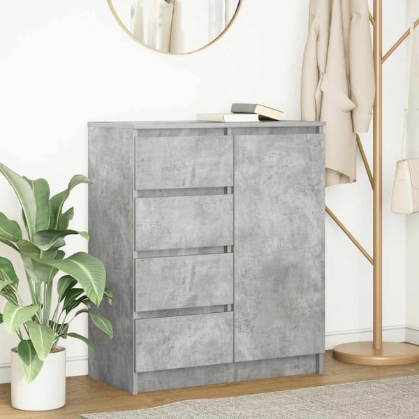vidaXL Skjenk med skuffer betonggrå 71x35x84 cm konstruert tre