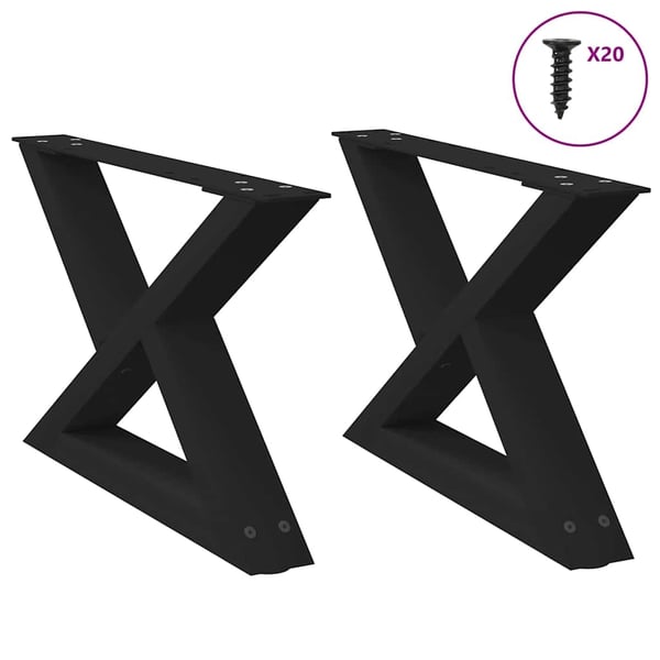 vidaXL sofabordsben 2 stk. sort 50x(30-31,3) cm stål