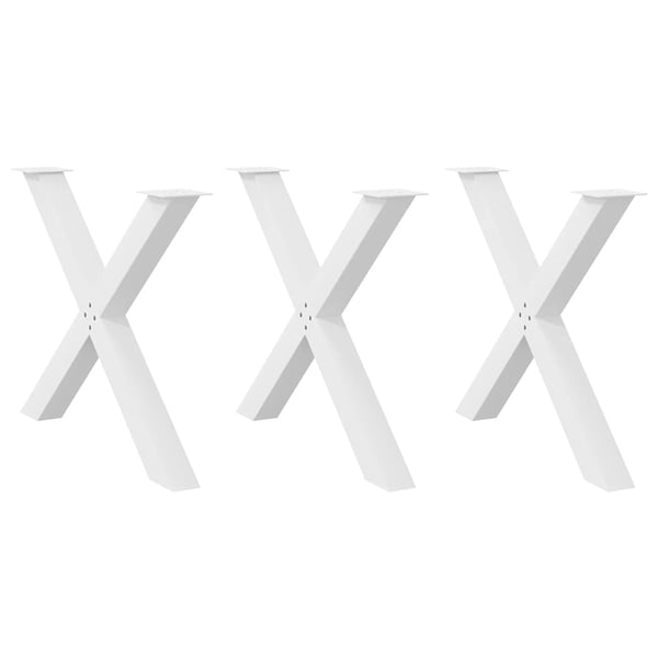 vidaXL Ruokapöydän jalat X-muotoiset 3 kpl valkoinen 90x(72-73) cm teräs