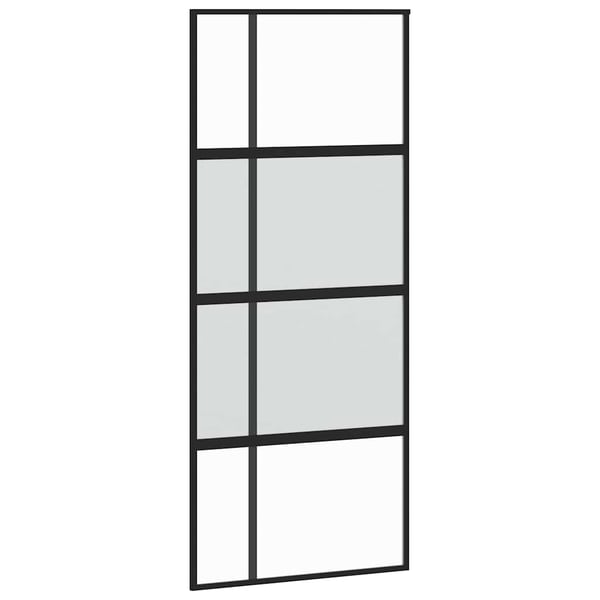 vidaXL skydedør med hardwaresæt 90x205 cm hærdet glas sort