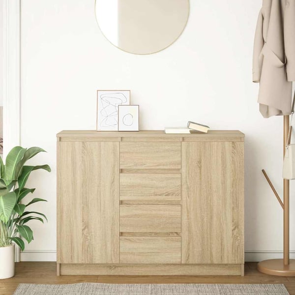 vidaXL Skjenk med skuffer sonoma eik 100,5x35x76 cm konstruert tre