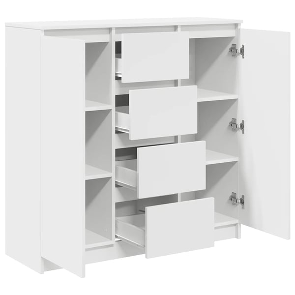 vidaXL Skjenk med skuffer hvit 100,5x35x76 cm konstruert tre