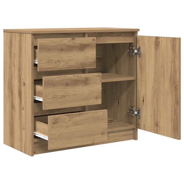 vidaXL Skjenk med skuff artisan eik 71x35x65 cm konstruert tre