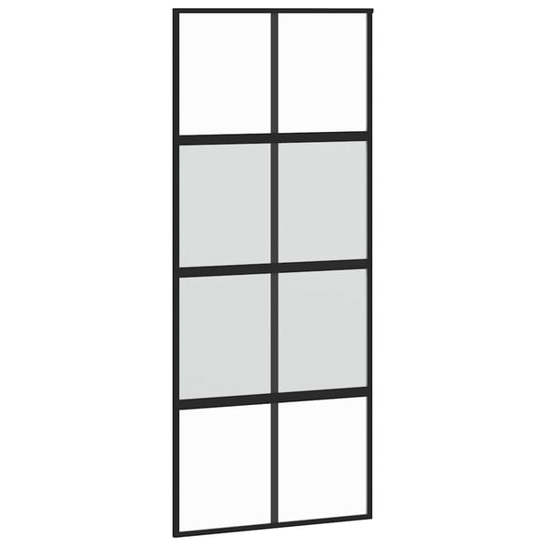vidaXL Skyvedør med monteringssett svart 90x205 cm herdet glass