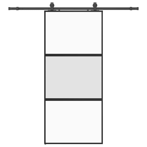 vidaXL Skyvedør med monteringssett svart 90x205 cm herdet glass