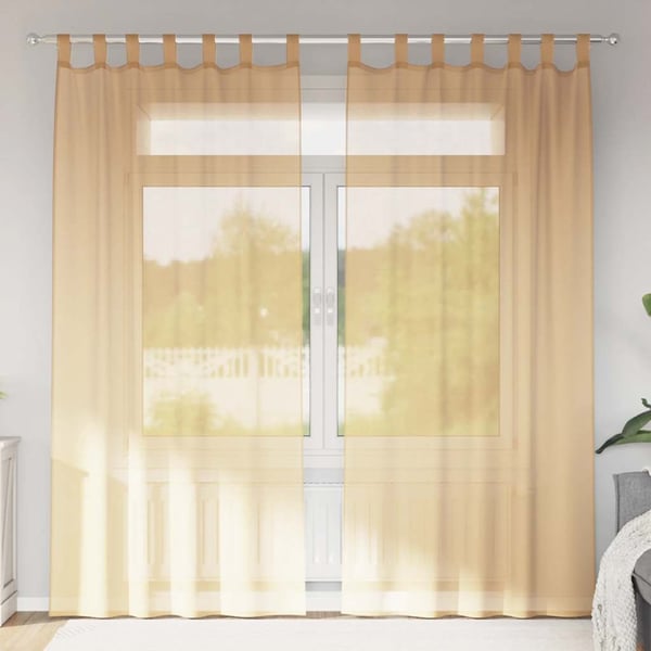 vidaXL Voilegardiner med hemper 2 stk sand 140x245 cm