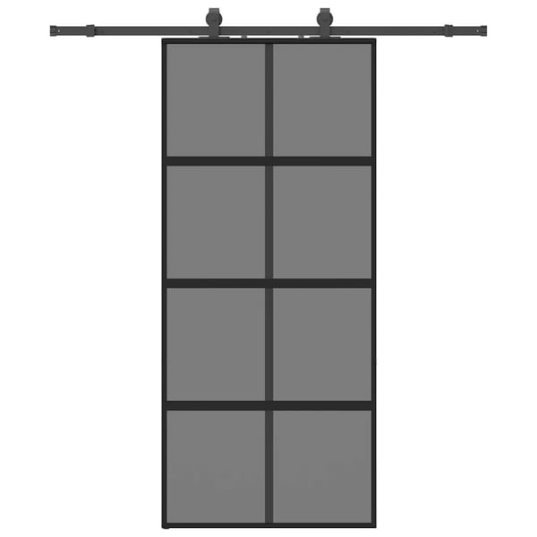 vidaXL Skyvedør med monteringssett svart 90x205 cm herdet glass