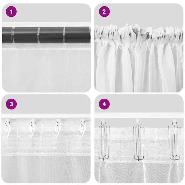 vidaXL Voile gardiner med stanglommer 2 stk rosa