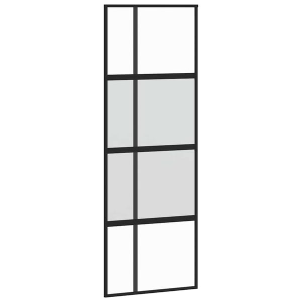 vidaXL Skyvedør med monteringssett svart 76x205 cm herdet glass