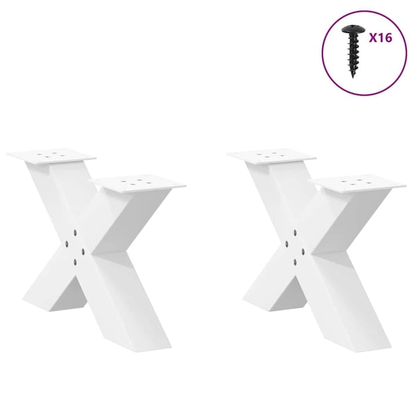 vidaXL sofabordsben X-formet 2 stk. hvid 50x(30-31) cm stål