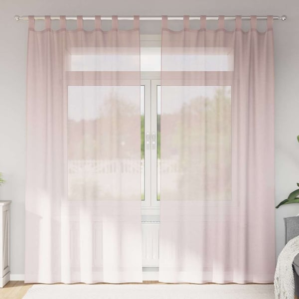 vidaXL Voilegardiner med hemper 2 stk lyserosa 140x245 cm
