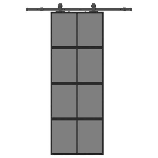 vidaXL Skyvedør med monteringssett svart 76x205 cm herdet glass