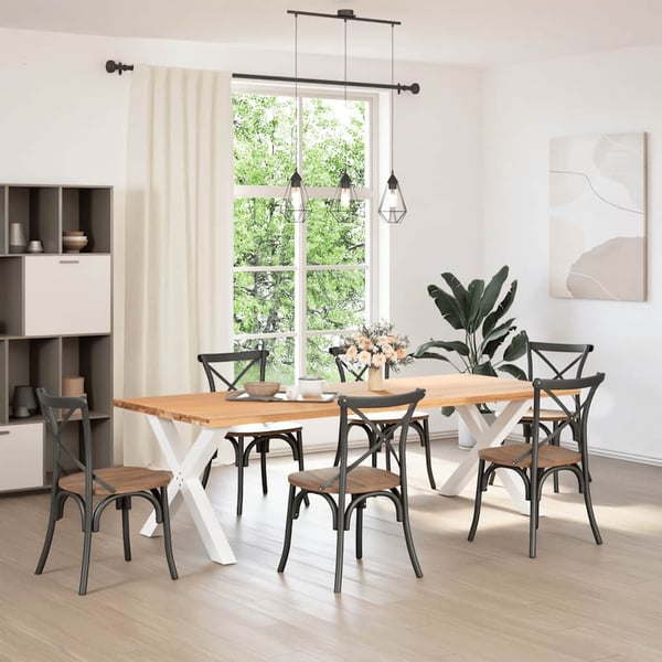 vidaXL Spisebordben X-formet 2 stk hvit 90 x (72-73) cm stål