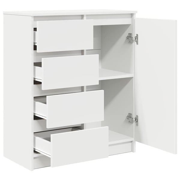 vidaXL Skjenk med skuffer hvit 71x35x84 cm konstruert tre