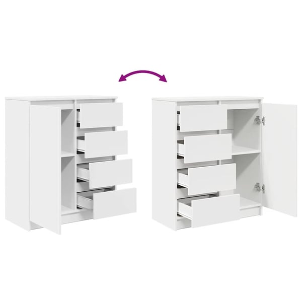 vidaXL Skjenk med skuffer hvit 71x35x84 cm konstruert tre