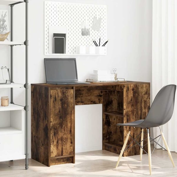 vidaXL Skrivebord røkt eik 120x42x76 cm konstruert tre