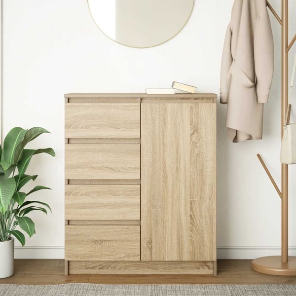 vidaXL Skjenk med skuffer sonoma eik 71x35x84 cm konstruert tre