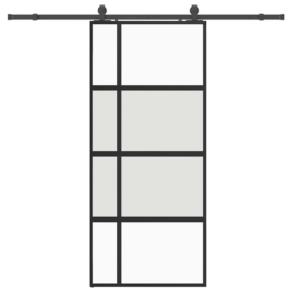 vidaXL Skyvedør med monteringssett svart 90x205 cm herdet glass