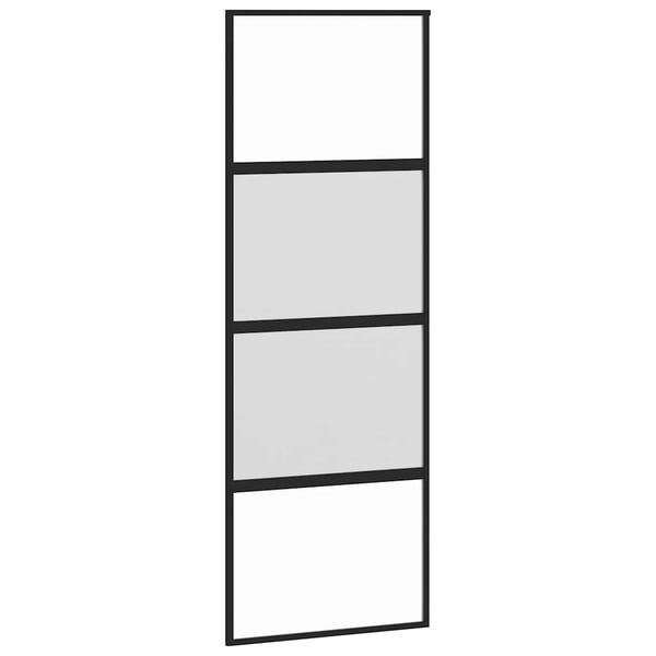 vidaXL skydedør med hardwaresæt 76x205 cm hærdet glas sort