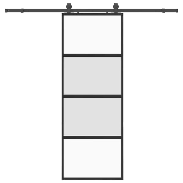 vidaXL Skyvedør med monteringssett svart 76x205 cm herdet glass