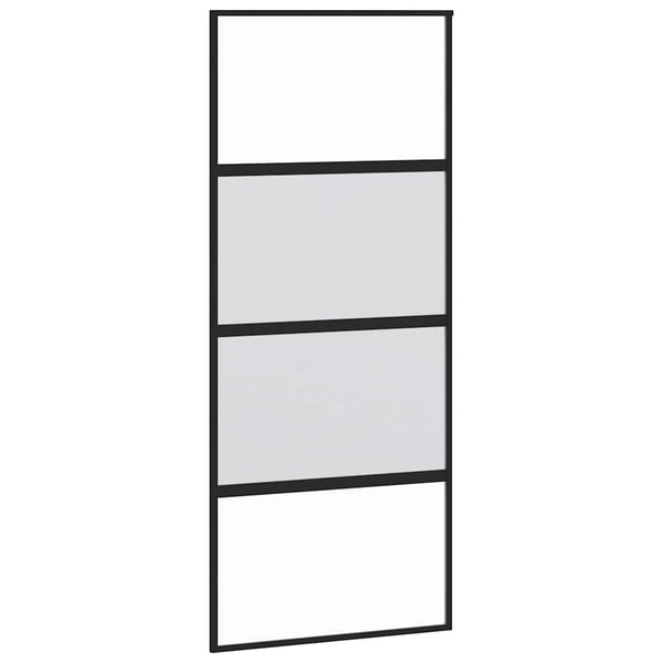 vidaXL Skyvedør med monteringssett svart 90x205 cm herdet glass