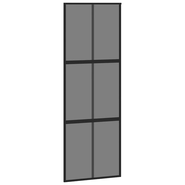 vidaXL skydedør med hardwaresæt 76x205 cm hærdet glas sort