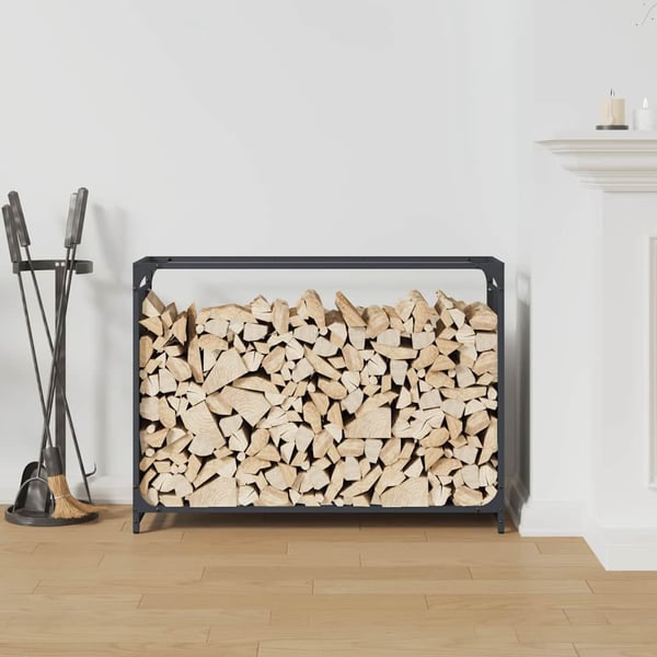 vidaXL Vedstativ antrasitt 90x28x65 cm kaldvalset stål