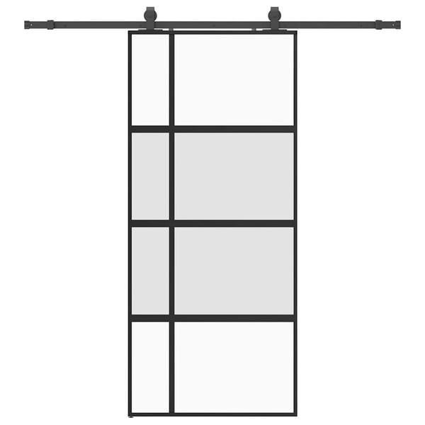 vidaXL Skyvedør med monteringssett svart 90x205 cm herdet glass