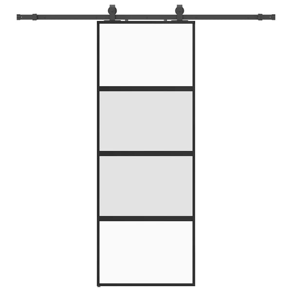 vidaXL Skyvedør med monteringssett svart 76x205 cm herdet glass