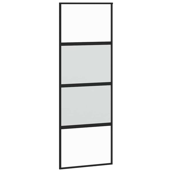vidaXL skydedør med hardwaresæt 76x205 cm hærdet glas sort
