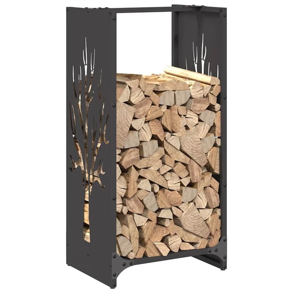 vidaXL Vedstativ svart 40x30x80 cm kaldvalset stål