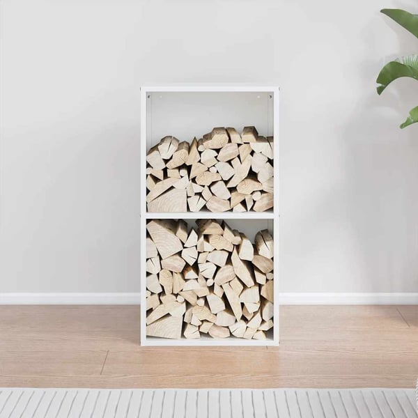 vidaXL brændestativ 40x30x75 cm koldvalset stål hvid