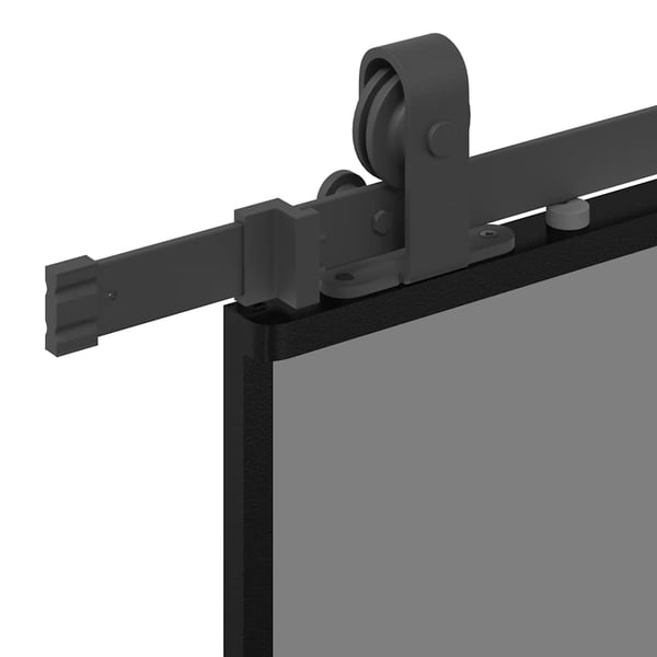 vidaXL skydedør med hardwaresæt 90x205 cm hærdet glas sort