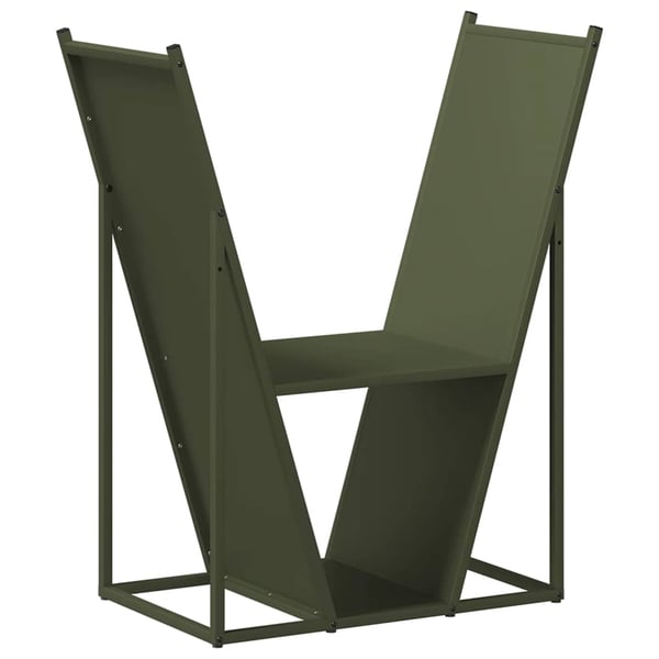 vidaXL Vedstativ olivengrønn 69,5x35x81 cm kaldvalset stål