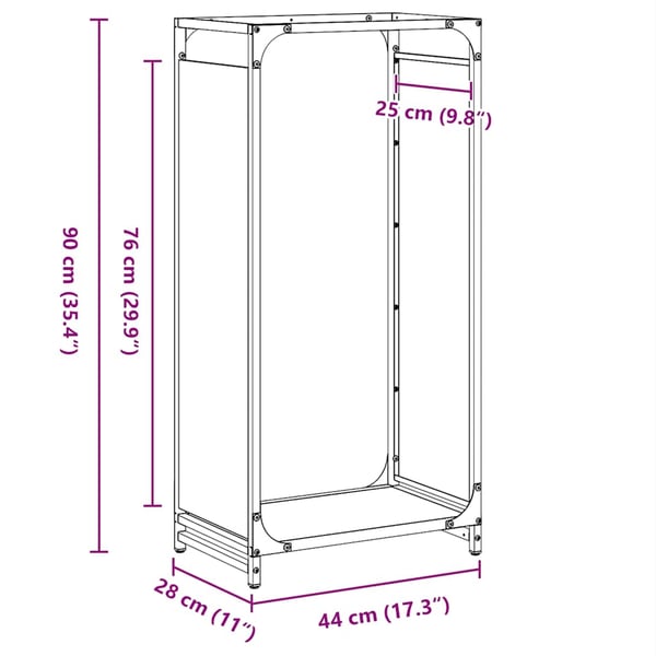 vidaXL Vedstativ antrasitt 44x28x90 cm kaldvalset stål