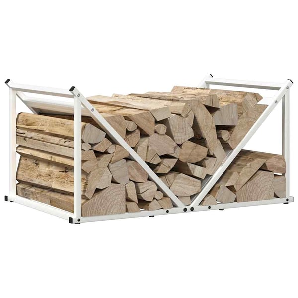 vidaXL Vedstativ hvit 70x43x34,5 cm kaldvalset stål