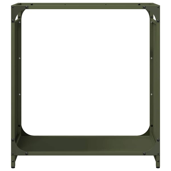 vidaXL Vedstativ olivengrønn 60x28x65 cm kaldvalset stål
