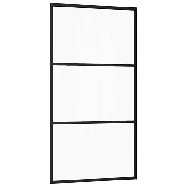 vidaXL skydedør med hardwaresæt 102x205 cm ESG glas sort