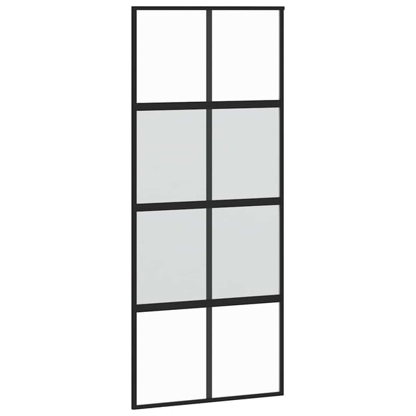 vidaXL skydedør med hardwaresæt 90x205 cm hærdet glas sort
