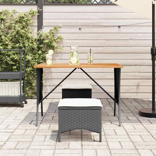 vidaXL Hagebord med topp i akasietre svart 105x75x72 cm polyrotting