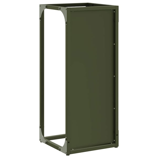 vidaXL Vedstativ olivengrønn 25x25x60 cm kaldvalset stål