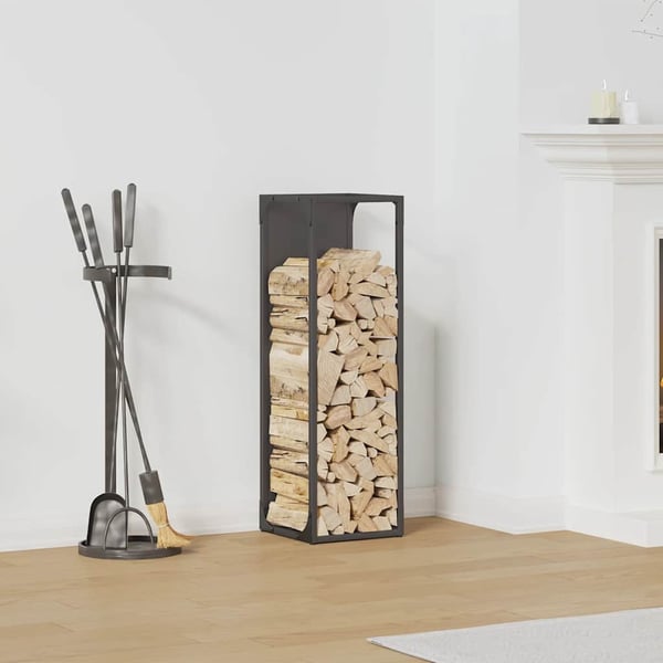 vidaXL Vedstativ svart 25x25x80 cm kaldvalset stål