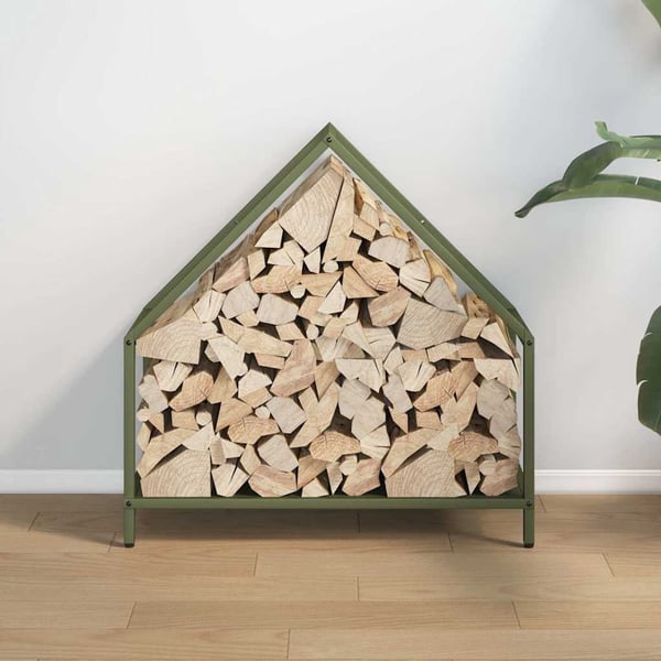 vidaXL Vedstativ olivengrønn 60x25x60 cm kaldvalset stål