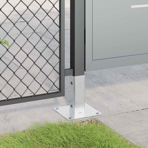 vidaXL Stolpebunner firkantet 4 stk sølv 46x46 mm galvanisert stål