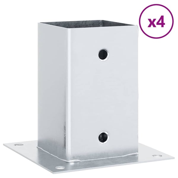 vidaXL stolpefødder firkantet 4 stk. 91x91 mm galvaniseret stål