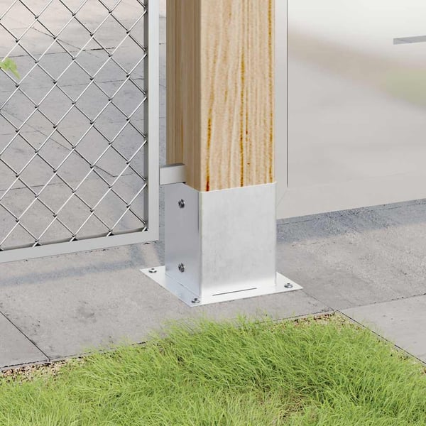 vidaXL Stolpebunner firkantet 12 stk sølv 121x121 mm galvanisert stål